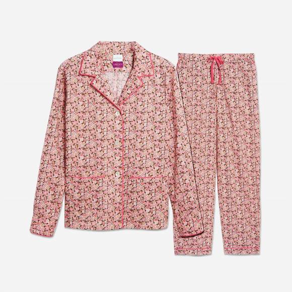 NEW THE SLEEP CODE liberty print floral cotton classic long pj set in anoki rose - Picture 3 of 4